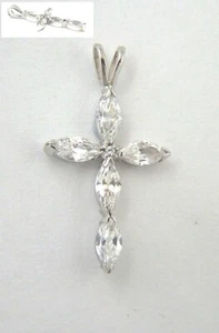 Vintage 9ct White Gold Diamond Set Cross Large Pendant UK HALLMARK GIFT BOX ~ 9K - Picture 1 of 4