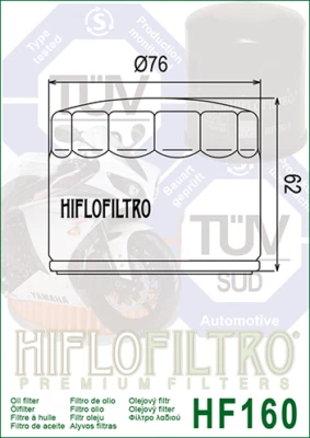 FITS BMW K1200 S 2005 2006 2007 2008 HIFLO PREMIUM OIL FILTER HF160 - Image 1 of 2