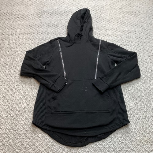 VETEMENTS Felpa con cappuccio True Rock donna piccola nera spalle zip costine lati morbida