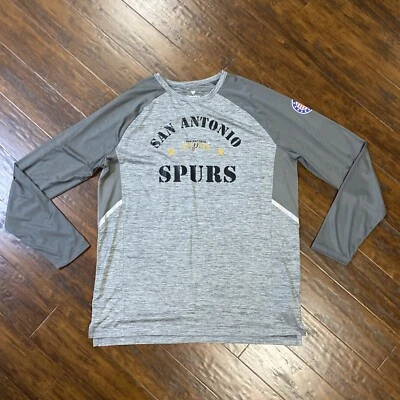 NBA San Antonio Spurs Player Issued Gray T-Shirt 2XL Long Sleeve Military Night - Image 1 of 4