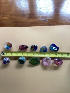 LOT OF 10 DESIGNED ARTISAN FUSED BLOWN GLASS - Picture 1 of 2