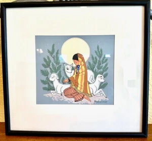 VINTAGE HARRISON BEGAY NATIVE AMERICAN FRAMED MATTED PRINT - Picture 1 of 5