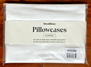 BROOKLINEN FLANNEL PILLOWCASES (SET OF 2):NWT WHITE STANDARD SIZE - Picture 1 of 5