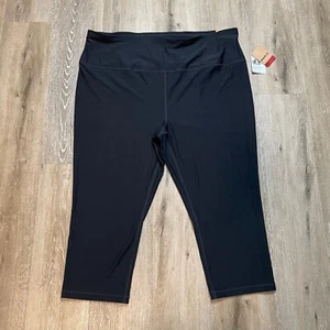 Reebok Women's Plus Size 3X Black High Rise Training Capri Leggings Skinny Fit - Picture 1 of 20