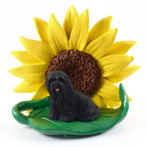 Lhasa Apso Sunflower Figurine Black - Picture 1 of 2