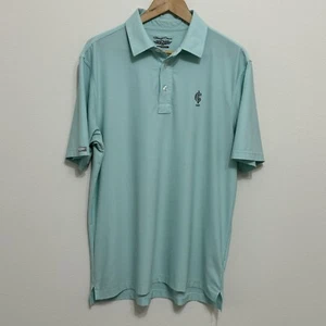 Straight Down Performance Shirt Mens Medium Polo Teal Green Golf Stretch - Picture 1 of 6