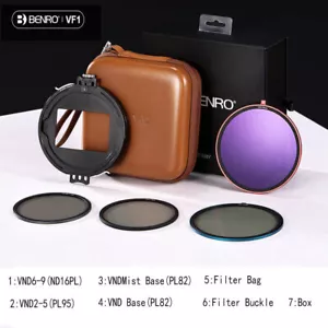 Benro VF1 Magnetic Adjustable VND Mist Base ND CPL 67 72 77 82mm Filter Kit - Picture 1 of 6