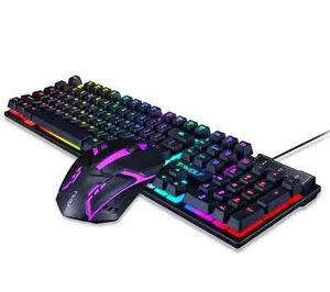 KIT MOUSE E TASTIERA GAMING MECCANICA CON RETROILLUMINAZIONE LED RGB CON CAVO - Foto 1 di 3
