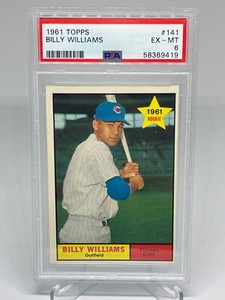 1961 Topps Billy Williams Rookie Card #141 RC GRADED PSA 6 EX-MT CHICAGO CUBS