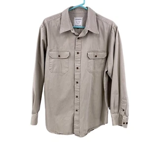Consensus Mens Shirt Khaki Size Large Long-Sleeved Button Down 100% Cotton - Picture 1 of 12