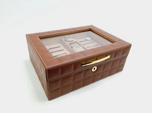 Lubinski Handmade Humidor Large Leather/Cedar Cigar Box, Holds 50-75 (NO KEY!) - Picture 1 of 12