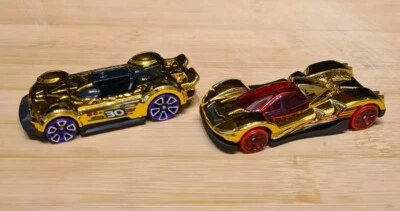 HOT WHEELS MONTERACER and TEEGRAY TRACK STARS SUPER CHROMES GOLD - Image 1 of 4