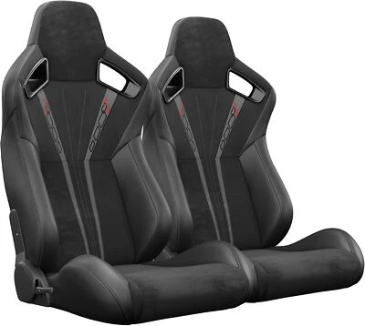 2PCS Universal Racing Seats with Dual Sliders, PVC Leather Bucket Seat for Ford Foto 1 de 4