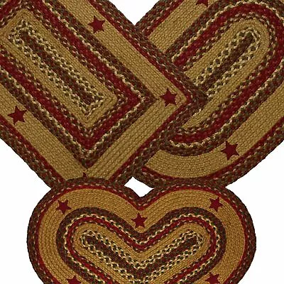 Cinnamon Star Braided Area Rug By IHF Rugs Oval & Rectangle. Many Sizes. Red/Tan - Image 1 of 4