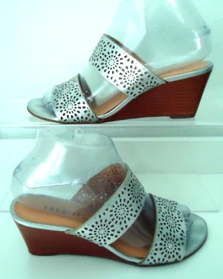 TALBOTS  Women's Wedge Siver Leather Sandals Size-6.5M/36.5 - Image 1 of 4