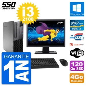 PC LENOVO M82 SFF Bildschirm 27 " Intel Core i3-2100 RAM 4Go SSD 120Go Windows - Bild 1 von 3
