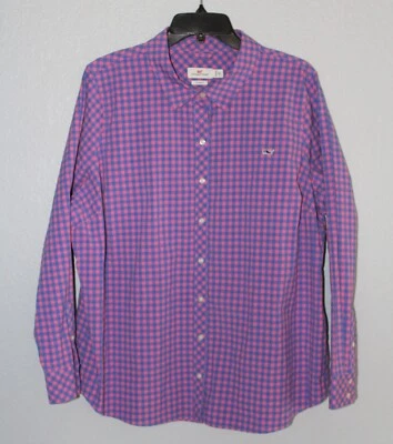 Vineyard Vines Women Beach Street Gingham Chilmark Button Stretch Shirt Size 20 - Image 1 of 4