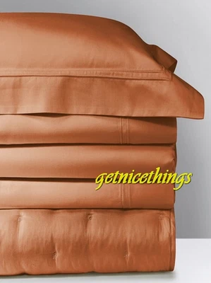 New Yves Delorme Queen Duvet Cover 92"x92" Triomphe Caramel Cotton Sateen France - Image 1 of 4