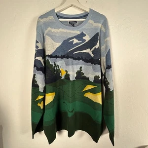 Club Room Mens Golf Course Merino Wool Crew Neck Sweater Pale Ink Blue XXL New - Picture 1 of 9