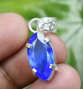18.00 Ct Natural Lustrous Tanzanite 925 Sterling Silver Pendant Certified - Picture 1 of 8