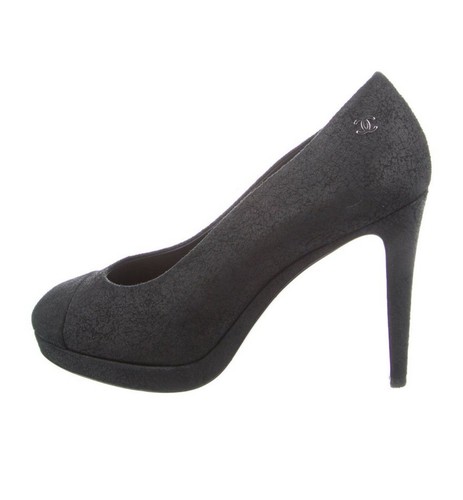 CHANEL tacco nero classico scamosciato design logo taglia 40 decolte tacco