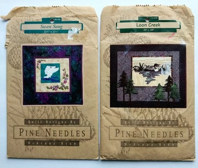 Patrones de edredón colgantes de pared apliques de canto de cisne Loon Creek y agujas de pino Foto 1 de 4