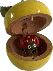 Coccinella in piccola mela da frutta in legno "Ti amo" confezione regalo amicizia con cerniera - Foto 1 di 6