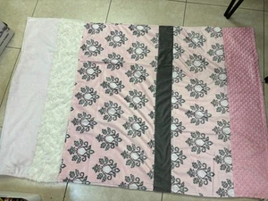 HANDMADE:  Baby Girl or Toddler Soft Minky Blanket, toddler bed size, 42x60" - Picture 1 of 3