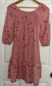 Girls Old Navy Long Sleeve Babydoll Pink Floral Dress Size XL 14/16 Knee Length - Picture 1 of 13