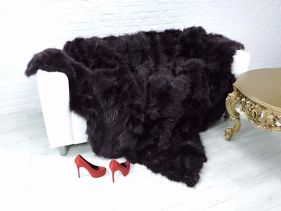Purple Fox Fur Throw; Real fur Rug, (90" x 78") 962 - Image 1 of 4