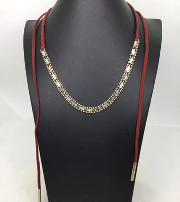 Chloe + Isabel Rhinestone Red Suede Necklace - Image 1 of 4