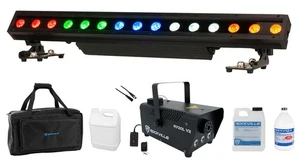 American DJ 15 Hex Bar IP Outdoor RGBAW+UV LED DMX Strip Wash Light+Fogger+Cable - Picture 1 of 12