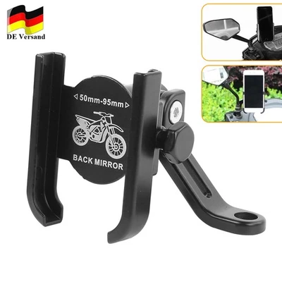 Alu Motorrad Halterung Fahrrad Handy Rückspiegel Halter Smartphone E-Bike Roller - Bild 1 von 4