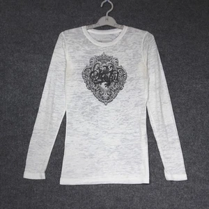 Sinful Affliction Womens Top Size M White Long Sleeve Graphic Grunge Goth Y2K - Picture 1 of 6