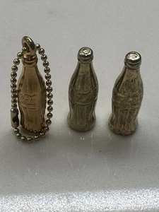 Vintage Gold Tone Coca Cola Mini Bottles And Key Chain Bottle - Picture 1 of 12