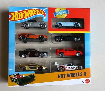 NUEVO/SELLADO Hot Wheels Paquete de 8 SKYLINE GTR/Bone Shaker/69 Chevy/McLaren Speedtail Foto 1 de 4
