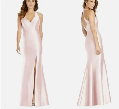 Alfred Sung 10 D761 Satin Twill Halter Neck Gown Formal Dress Blush Pink NWOT Foto 1 de 4
