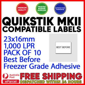 QuikStik Mark II Best Before Labels x 10 Rolls (10,000 Labels) 23x16mm Permanent - Picture 1 of 1