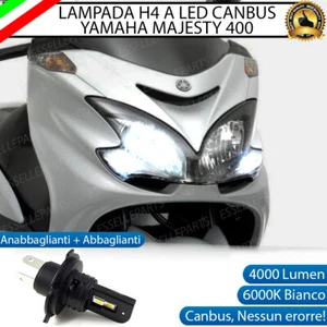 LAMPADA LED H4 CANBUS 4000 LUMEN YAMAHA MAJESTY 400 ANABBAGLIANTE 6000K BIANCO - Foto 1 di 10