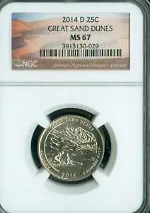 2014 D GREAT SAND DUNES QUARTER NGC MS67 PQ  . - Picture 1 of 2