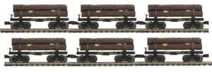MTH 20-92326 O Scale Western Maryland 6-Car Skeleton Flat Car Set w/Logs - NEW - Picture 1 of 5