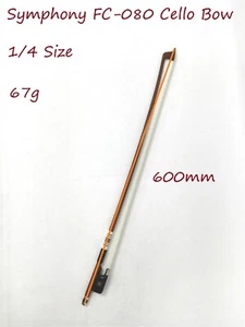 Symphony FC-080 1/4 Size Cello Bow–Brazil-wood, Round Stick, Real Horse Hair - Picture 1 of 12
