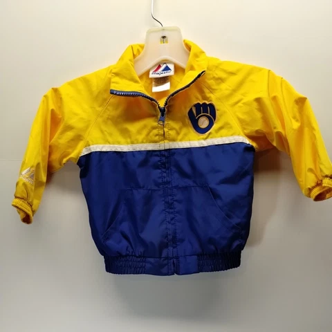 VTG Milwaukee Brewers Majestic Brand MLB Windbreaker Jacket Toddler 18M VGC Cover