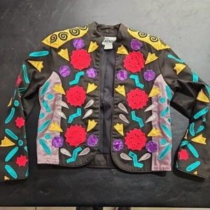 Vintage 80s Women's Girasol Jacket Mexico Black SIZE 0 Southwestern Bolero - Picture 1 of 17