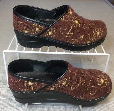 Zuecos Sanita Dansko Tela Chenilla Marrón Floral Zapatos 36 EU (US-6) Foto 1 de 4