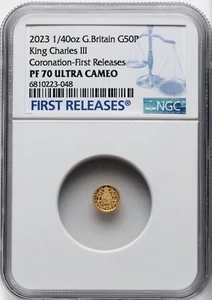 Great Britain King Charles III 2023 50 Pence Coronation Gold Coin NGC PF70-UC - Picture 1 of 2