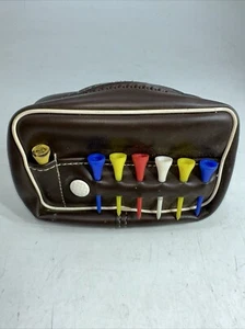 Vintage 1960s Vinyl Golf Tee Ball Zip Bag Original Plastic Tees & Marker MCM - Picture 1 of 12