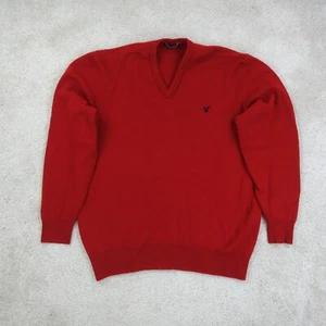 Lyle Scott Heritage Jumper Mens Extra Large 100% Wool V Neck Red Vintage Golf - Picture 1 of 10