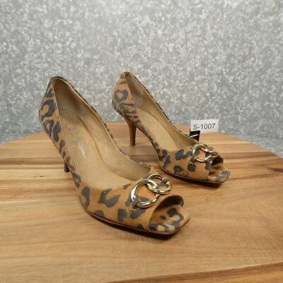 Zapatos de salón Jessica Simpson para mujer 7B Rocky Grande gamuza leopardo punta abierta Foto 1 de 4