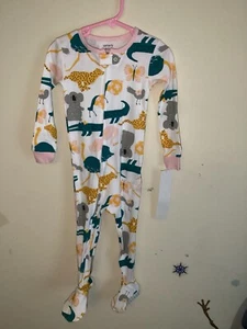 CARTER'S 2t BABY GIRL 1PC ANIMALS SLEEP & PLAY COTTON FOOTED PAJAMAS - Picture 1 of 2